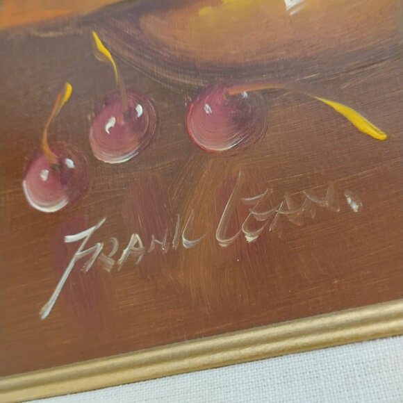 Frank Lean Signed  Fruit Basket Painting, 21w x 17l Professionally Framed